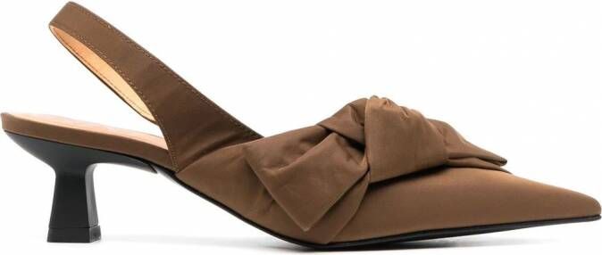 GANNI Slingback pumps met strikdetail Bruin