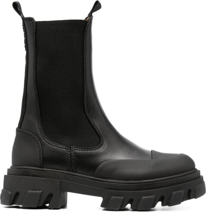 GANNI Chelsea laarzen met chunky zool Zwart