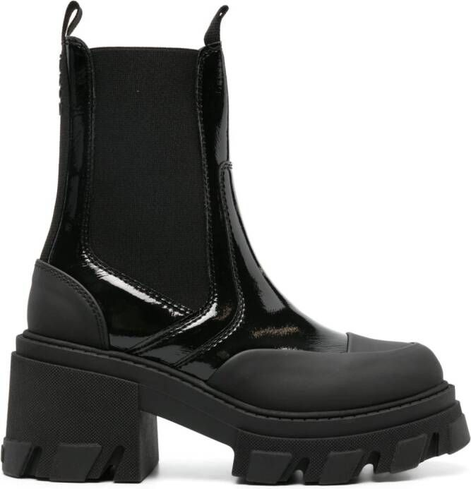 GANNI Chelsea laarzen met laklaag Zwart