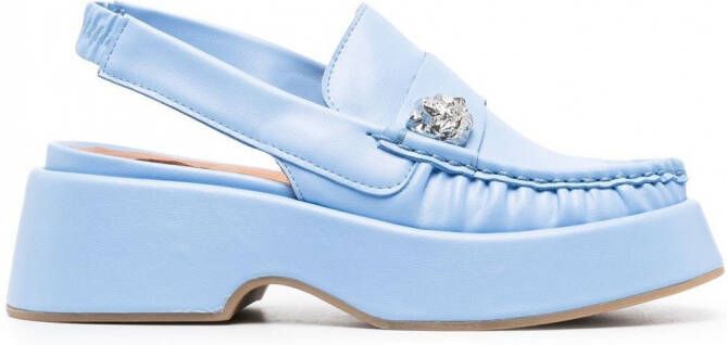GANNI Leren muiltjes Blauw