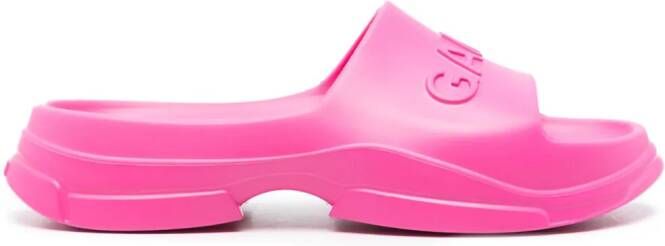 GANNI Chunky slippers met logo-reliëf Roze