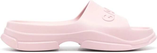 GANNI Chunky slippers met logo-reliëf Roze