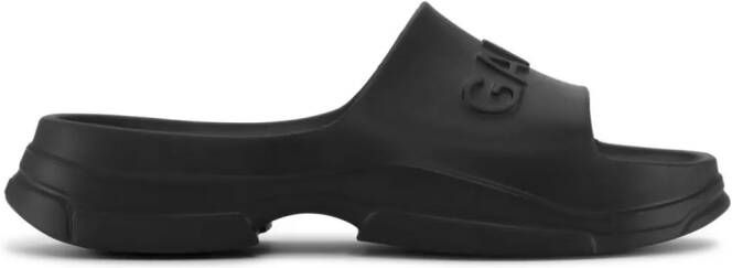 GANNI Chunky slippers met logo-reliëf Zwart