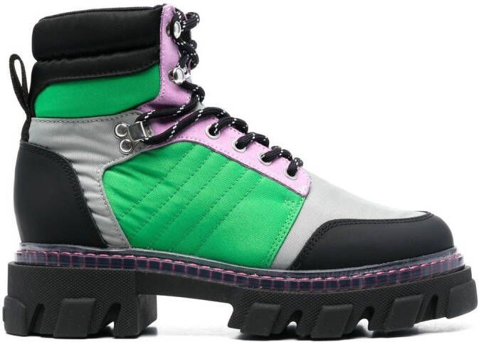 GANNI Hiking boots met colourblocking Zwart