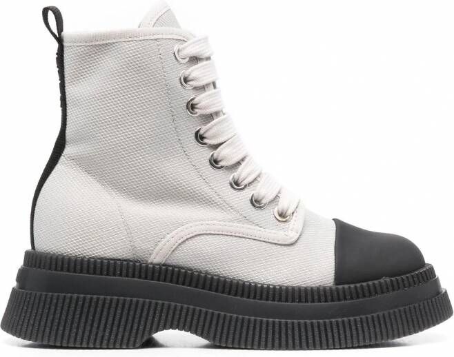 GANNI Creepers enkellaarzen met veters Grijs