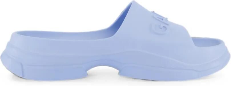 GANNI Badslippers met logo-reliëf Blauw