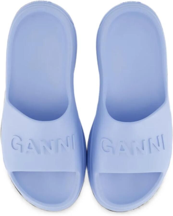 GANNI Badslippers met logo-reliëf Blauw - Foto 2