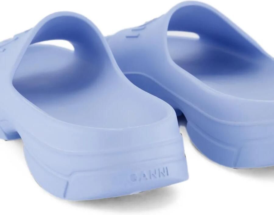 GANNI Badslippers met logo-reliëf Blauw - Foto 3