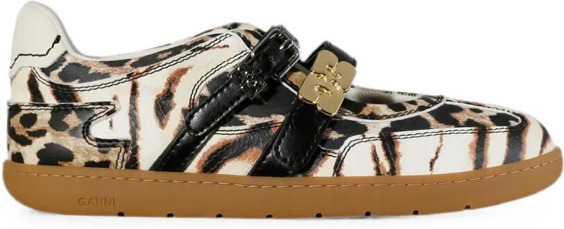 GANNI Ballerina's met dierenprint en gespdetail Beige