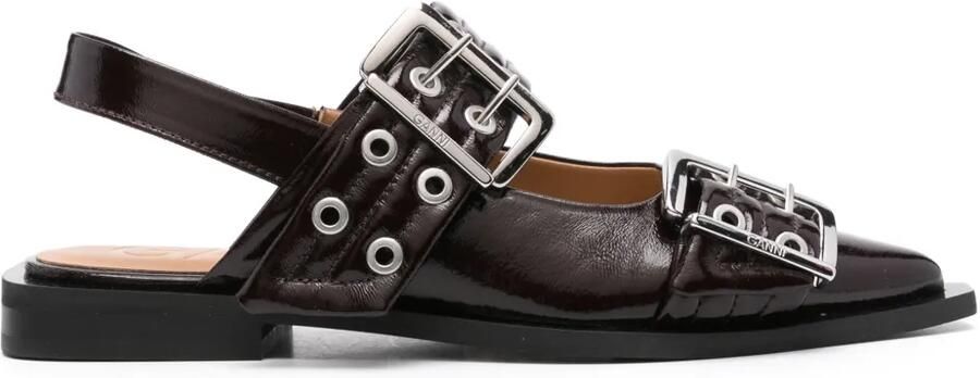 GANNI Ballerina's met gesp Rood