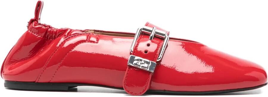 GANNI Ballerina's met gesp Rood