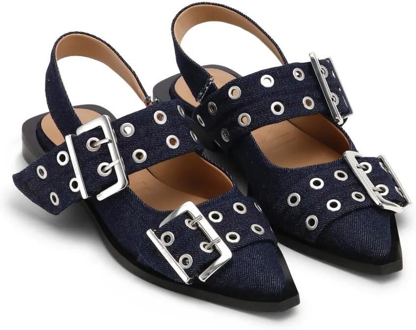 GANNI Ballerina's met gespdetail Blauw - Foto 3