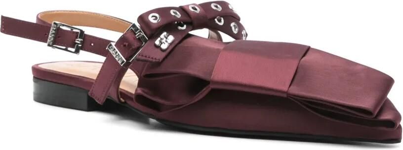 GANNI Ballerina's met grote strik Rood - Foto 3