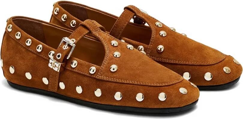 GANNI Ballerina's met strik verfraaid met studs Bruin