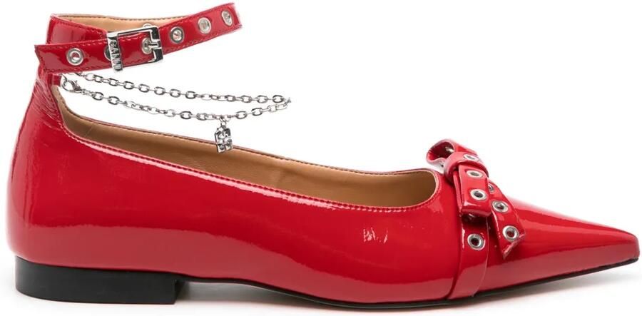 GANNI Ballerina's met strikdetail Rood