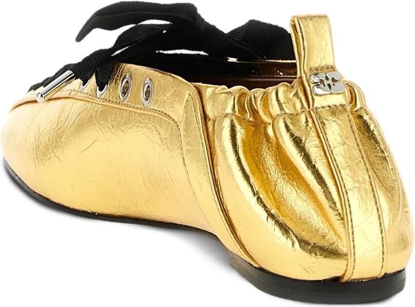 GANNI Ballerina's met veters Goud - Foto 3
