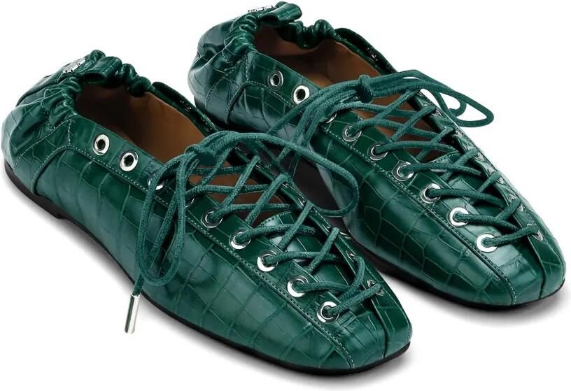 GANNI Ballerina's met veters Groen - Foto 3