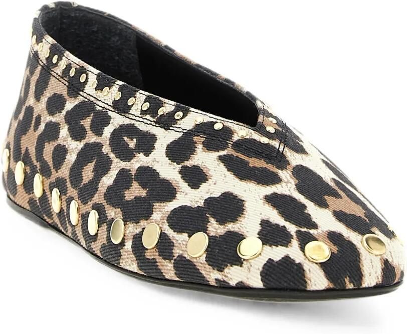 GANNI Ballerina's verfraaid met studs en luipaard-print Bruin - Foto 2