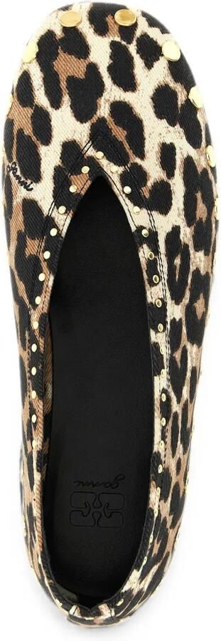 GANNI Ballerina's verfraaid met studs en luipaard-print Bruin - Foto 4