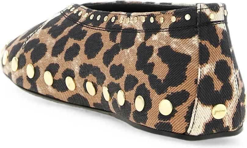 GANNI Ballerina's verfraaid met studs en luipaard-print Bruin - Foto 3