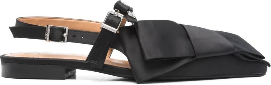 GANNI Big Bow slingback ballerina's Zwart