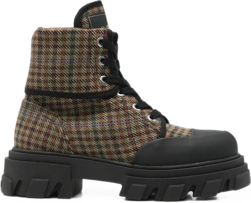 GANNI check-pattern lug-sole boots Bruin