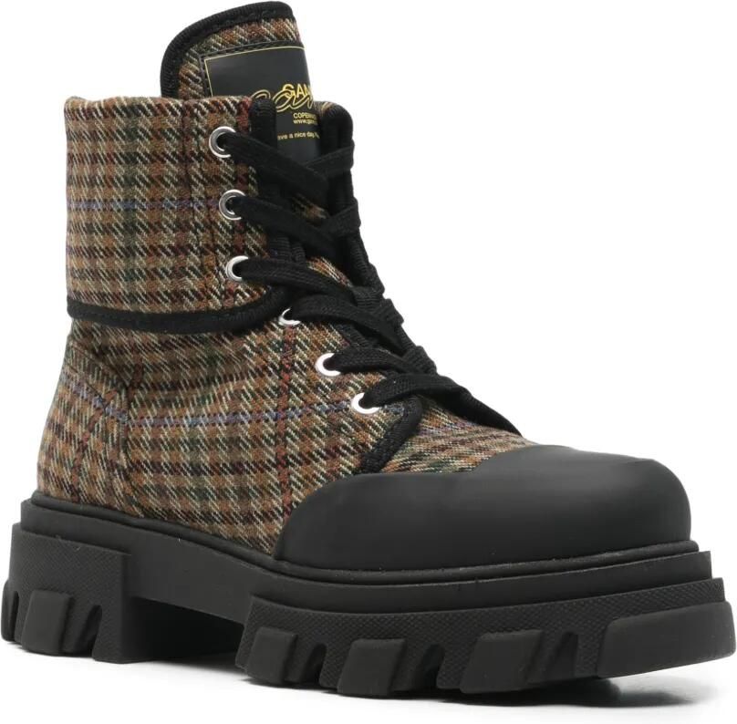 GANNI check-pattern lug-sole boots Bruin - Foto 2