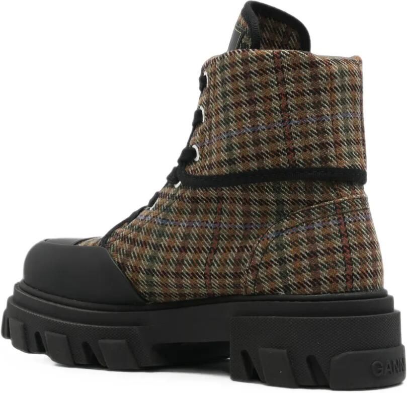 GANNI check-pattern lug-sole boots Bruin - Foto 3