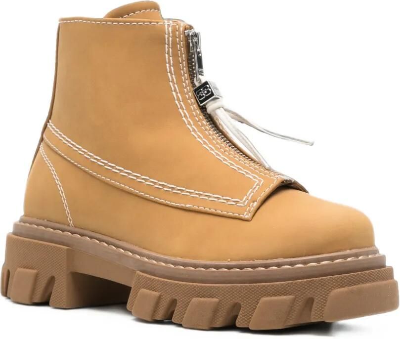 GANNI cleated zip ankle boots Beige - Foto 3