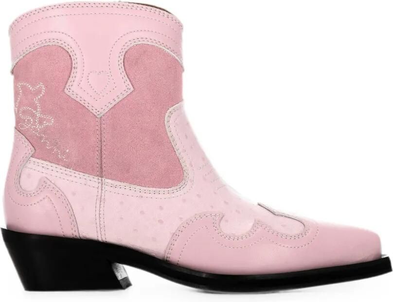 GANNI Cowboylaarzen met vlakken Roze