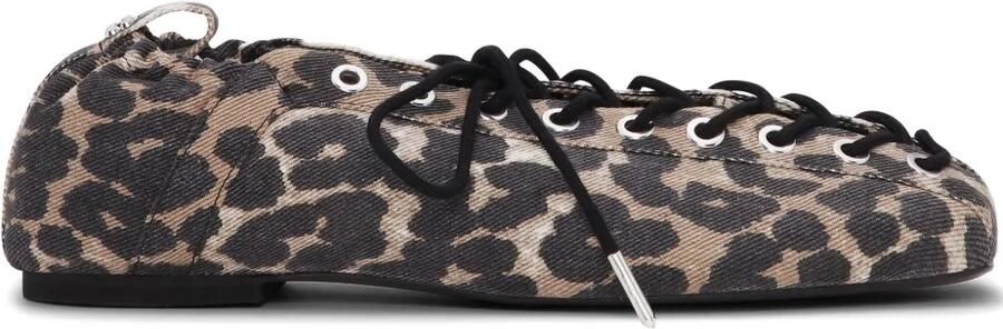 GANNI Denim ballerina's met luipaardprint Beige