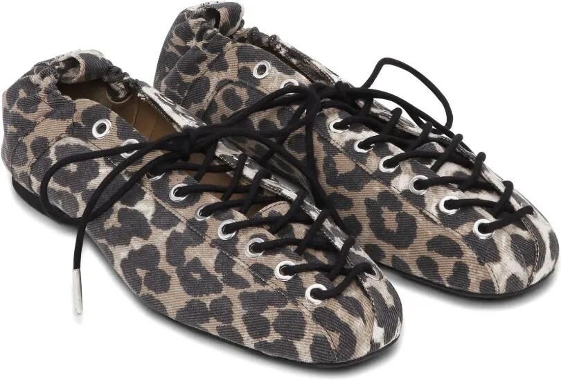 GANNI Denim ballerina's met luipaardprint Beige - Foto 2