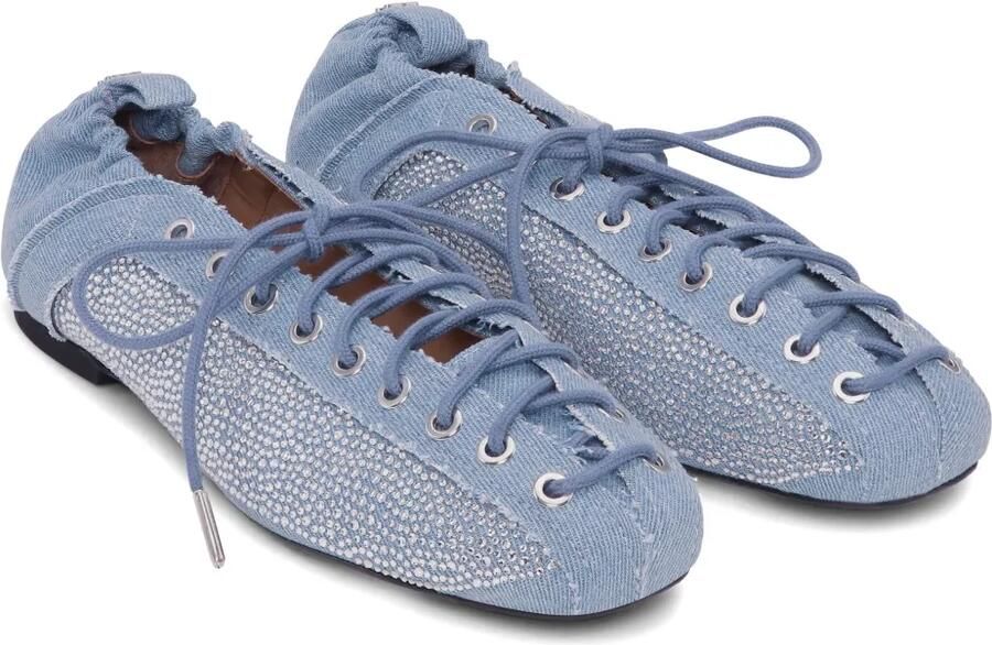 GANNI Denim ballerina's met veters Blauw