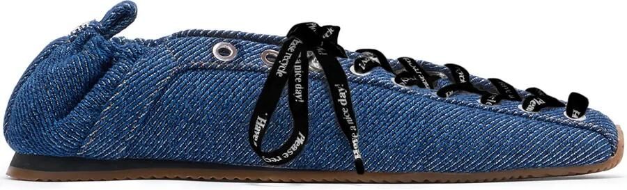GANNI Denim ballerina's met veters Blauw