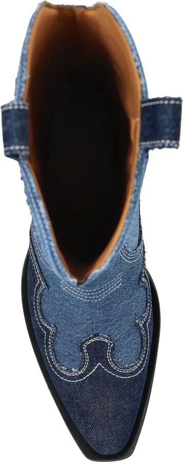 GANNI Denim laarzen met borduurwerk Blauw - Foto 5