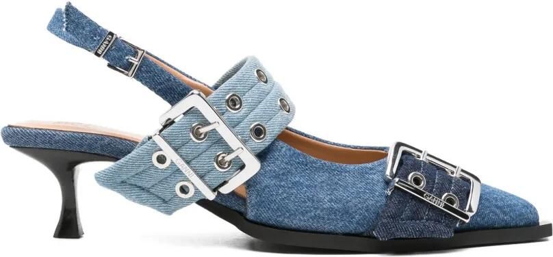 GANNI Denim pumps met gespdetail Blauw