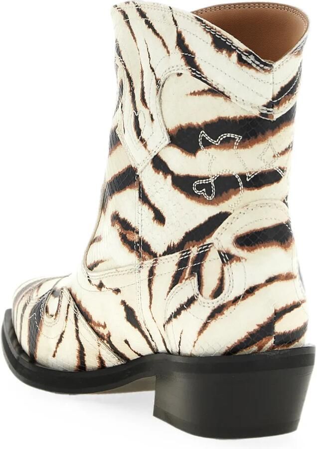 GANNI Enkellaarzen met geborduurde zebraprint Beige - Foto 2