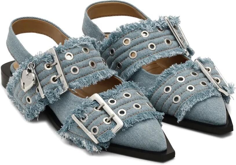 GANNI Feminine denim ballerina's Blauw