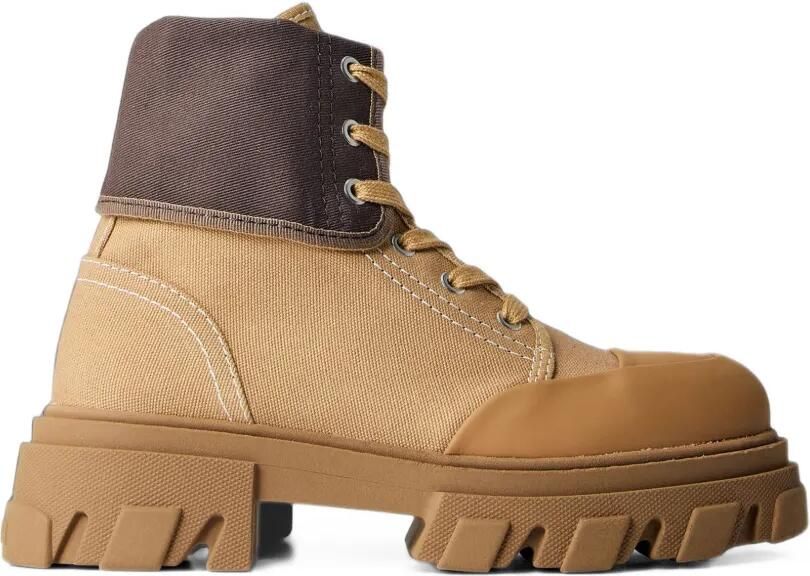 GANNI lace-up canvas boots Bruin