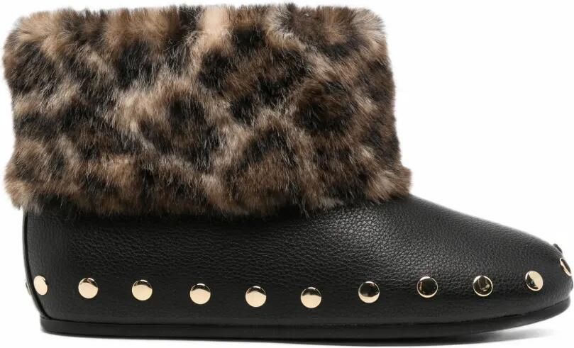 GANNI Laarzen met luipaard-print en studs Zwart