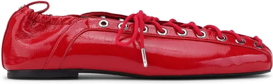 GANNI Leren ballerina's met veters Rood