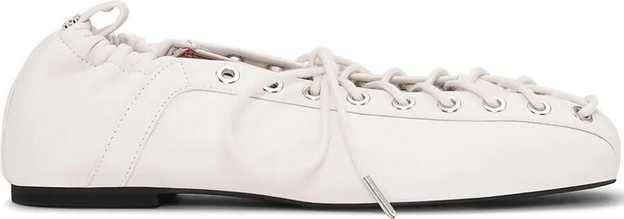 GANNI Leren ballerina's met veters Wit
