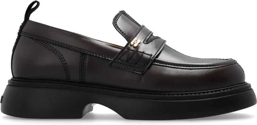 GANNI Loafers met logoplakkaat Bruin