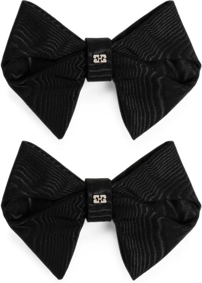 GANNI logo-plaque shoe bows (set of two) Zwart - Foto 3