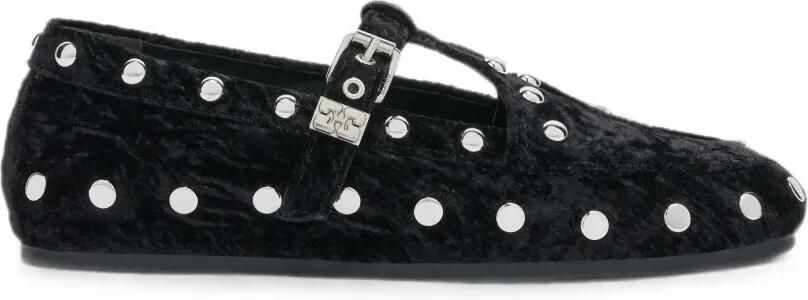 GANNI Mary Jenny fluwelen mocassins Zwart