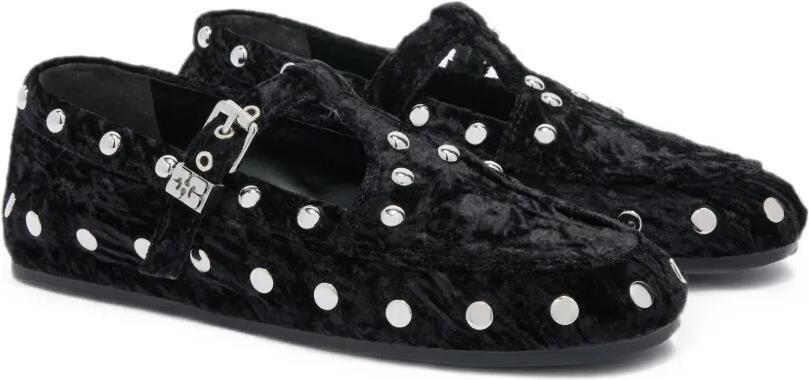 GANNI Mary Jenny fluwelen mocassins Zwart - Foto 3