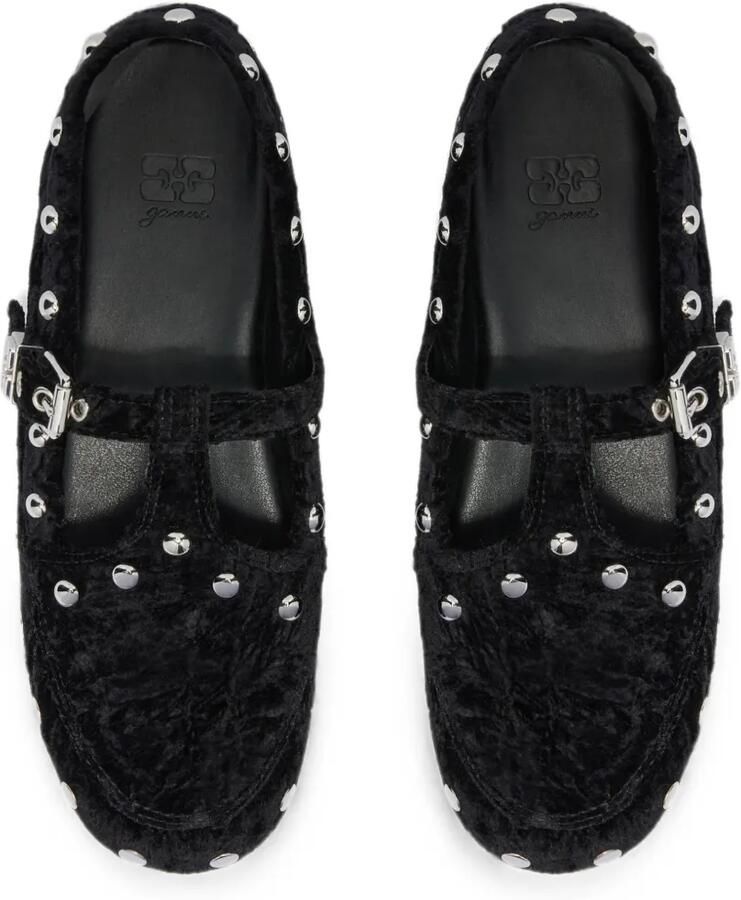 GANNI Mary Jenny fluwelen mocassins Zwart - Foto 2