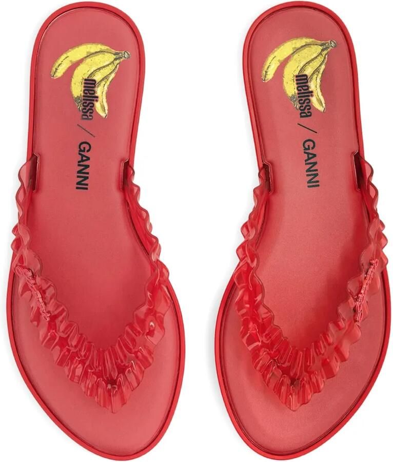GANNI Melissa teenslippers met ruches Rood - Foto 2