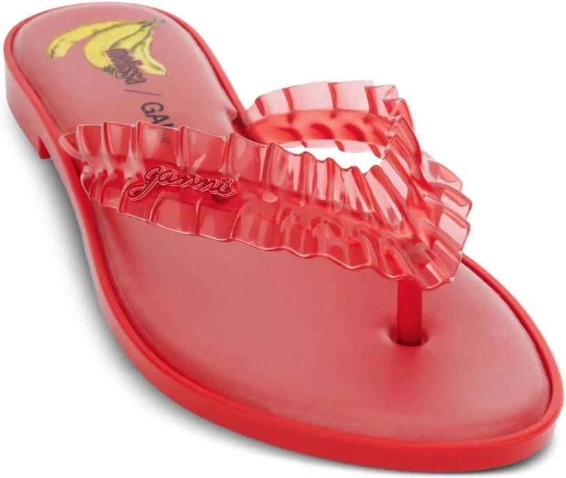 GANNI Melissa teenslippers met ruches Rood - Foto 3