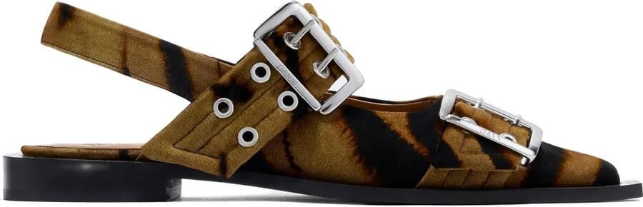 GANNI Muiltjes met zebraprint en gespdetail Bruin